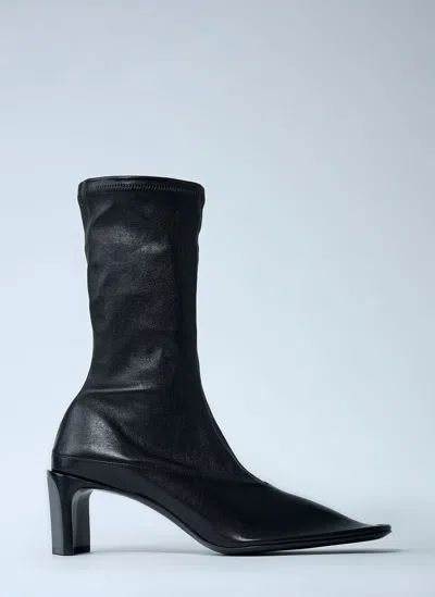 Jil Sander Trunk Leather Mid-calf Boots In Black