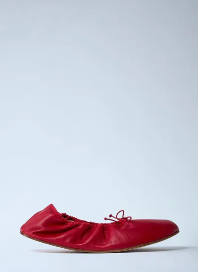 The Row Nappa Leather Round Ballet Flats In Red