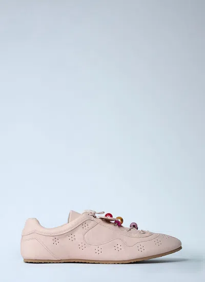 Cecilie Bahnsen Beaded Lace-up Leather Sneakers In Pink