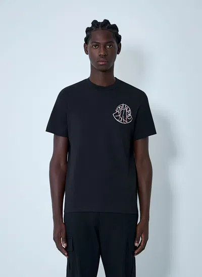 Moncler Crewneck T-shirt With Logo Print In Black