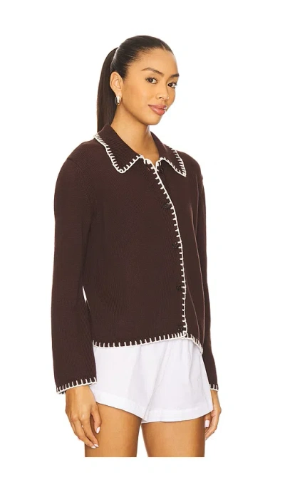 Rails Rayleen Cardigan Brown Ivory Blanket Stitch