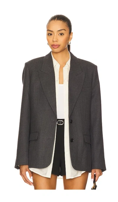 Anine Bing Ross Single Breasted Blazer In Gray