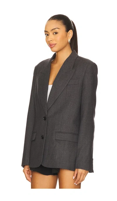 Anine Bing Ross Single Breasted Blazer In Gray