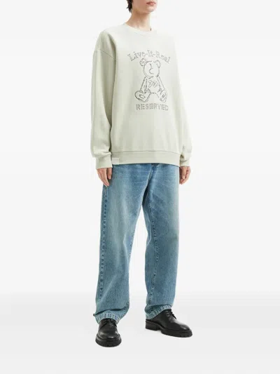 Izzue Teddy-embroidered Crew-neck Sweatshirt In Neutral