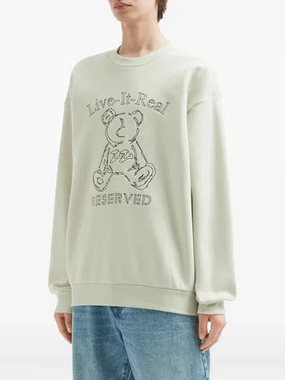 Izzue Teddy-embroidered Crew-neck Sweatshirt In Neutral