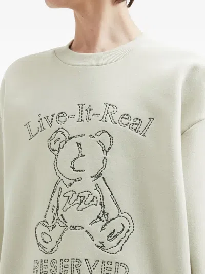 Izzue Teddy-embroidered Crew-neck Sweatshirt In Neutral