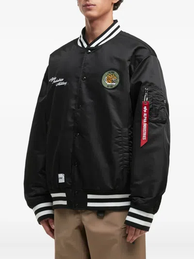 Alpha Industries Tiger-patch Bomber Jacket In Black