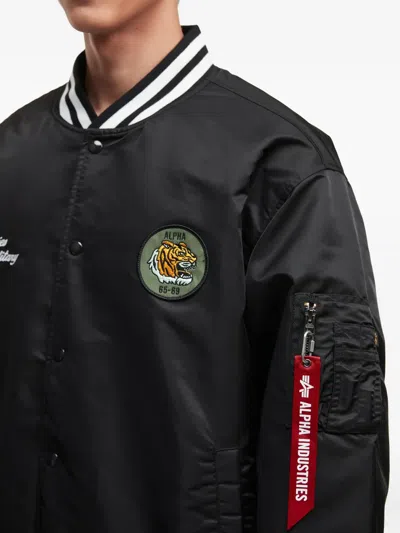 Alpha Industries Tiger-patch Bomber Jacket In Black