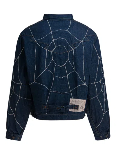 Kapital Spiderweb-embroidered Denim Jacket In Blue