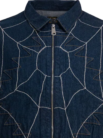 Kapital Spiderweb-embroidered Denim Jacket In Blue