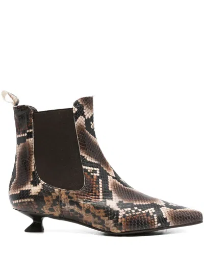 Pedro Miralles Snakeskin Pointed-toe Boots In Animal Print