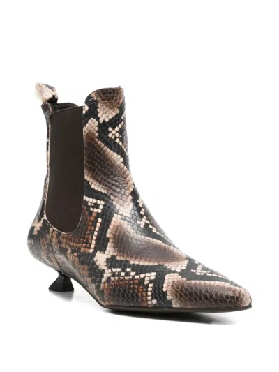 Pedro Miralles Snakeskin Pointed-toe Boots In Animal Print