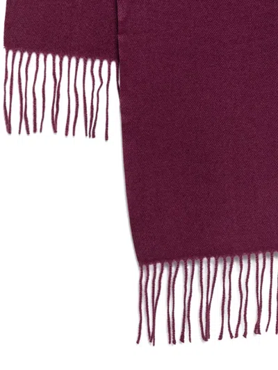 Liu •jo Fringed Leather-patch Scarf In Red