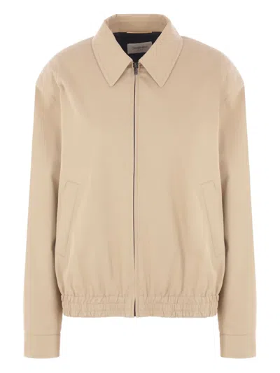 Saint Laurent Short Cotton Serge Jacket Pockets In Neutral