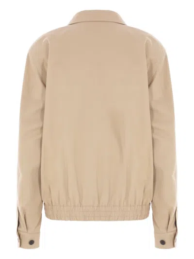 Saint Laurent Short Cotton Serge Jacket Pockets In Neutral