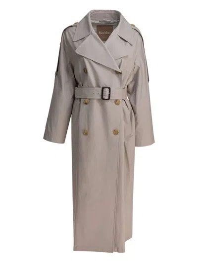 Max Mara Belted Double-breasted Trench Coat In Neutral