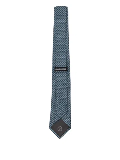 Giorgio Armani Geometric-print Tie In Blue