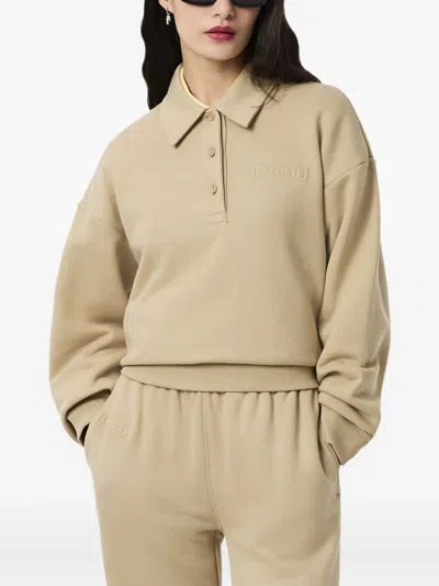 Lacoste Logo-patch Polo Top In Neutral