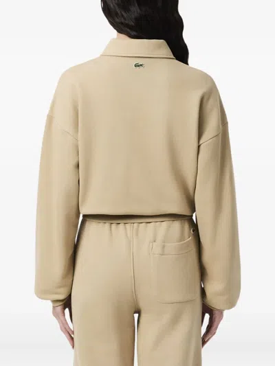 Lacoste Logo-patch Polo Top In Neutral
