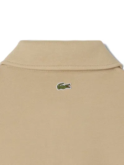Lacoste Logo-patch Polo Top In Neutral
