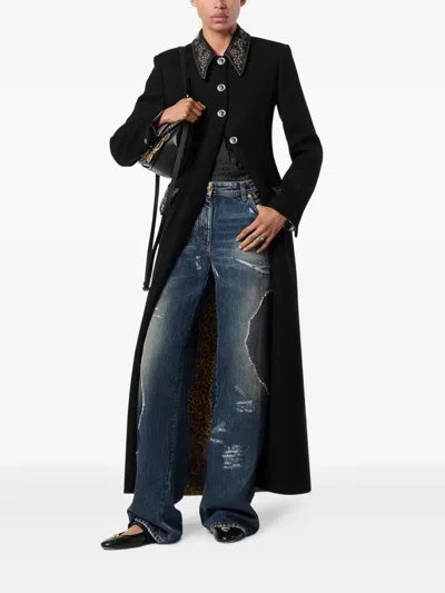 Versace Timeless Blue Straight-leg Jeans With Classic Five-pocket Design