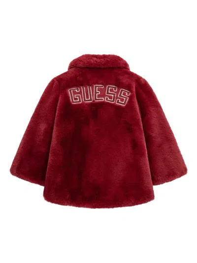 Guess Faux-fur Peter Pan Collar Jacket In Red
