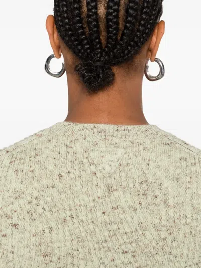 Prada Wool And Linen Short-sleeve Sweater In Green