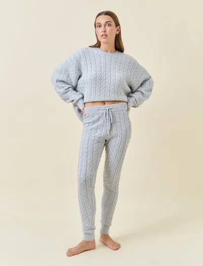 Papinelle Cosy Cable Cotton Cashmere Legging In Green