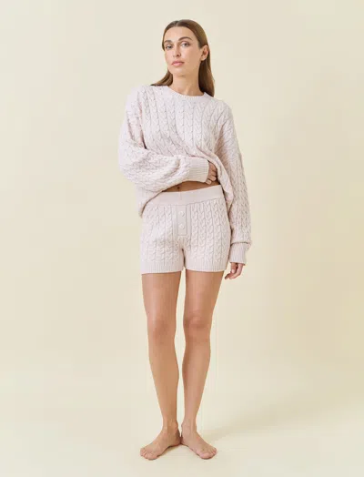 Papinelle Cosy Cable Cotton Cashmere Short In Neutral