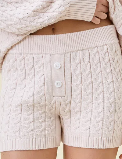 Papinelle Cosy Cable Cotton Cashmere Short In Neutral