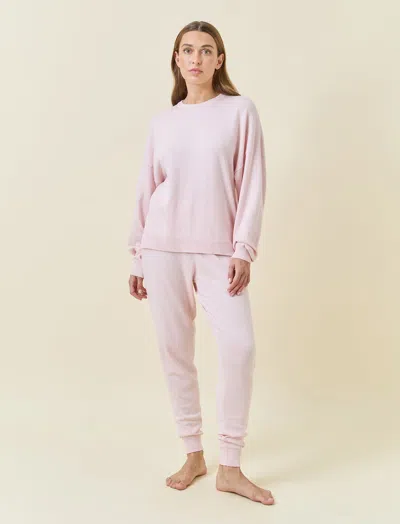 Papinelle Cotton Cashmere Crew Neck Long Sleeve Top In Pink