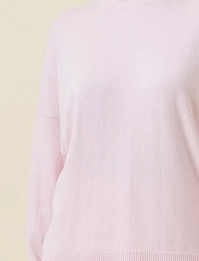 Papinelle Cotton Cashmere Crew Neck Long Sleeve Top In Pink