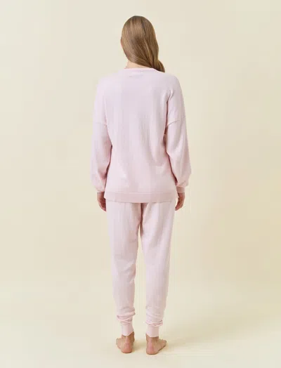 Papinelle Cotton Cashmere Crew Neck Long Sleeve Top In Pink