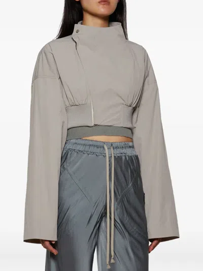 Rick Owens Cropped Zip-front Bomber Jacket In Gray