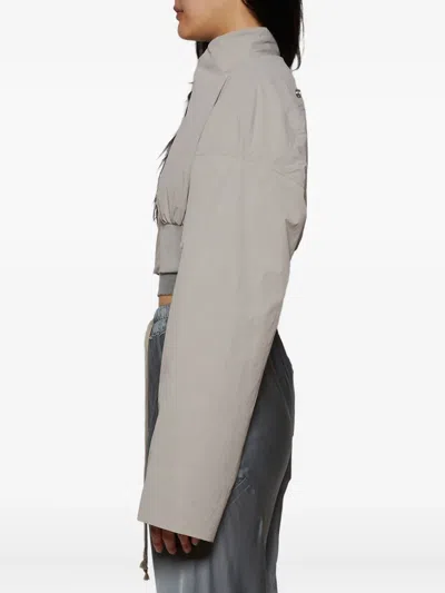 Rick Owens Cropped Zip-front Bomber Jacket In Gray