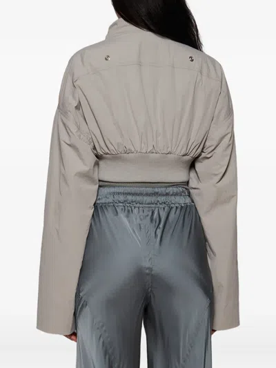 Rick Owens Cropped Zip-front Bomber Jacket In Gray