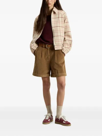 Woolrich Checked Zip-front Top In Nude