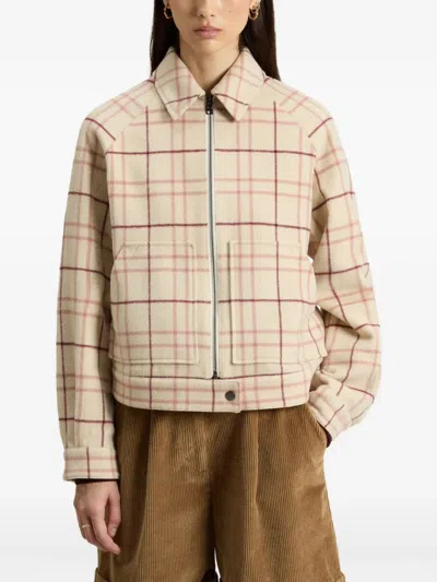 Woolrich Checked Zip-front Top In Nude