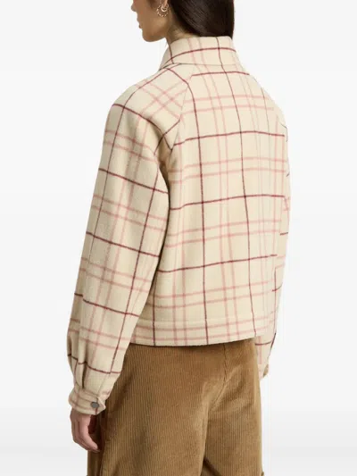 Woolrich Checked Zip-front Top In Nude