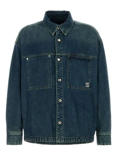 Wooyoungmi Denim Shirt With Back Logo In Black
