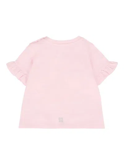 Givenchy Ruffled Logo T-shirt In Pink