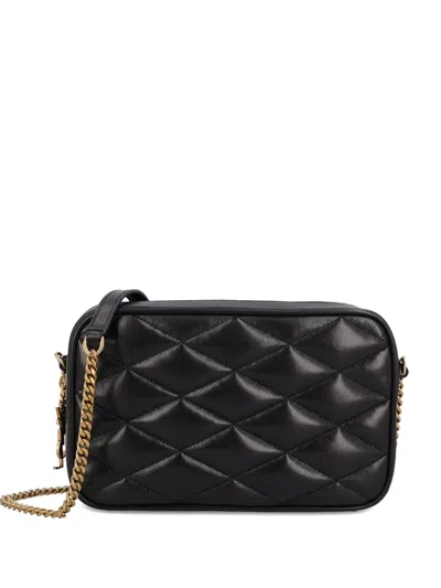 Saint Laurent Quilted Leather Camera Bag Small Leather Goods Black In Black