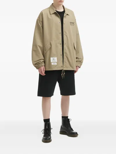 Alpha Industries Patch-logo Cotton Shorts In Black