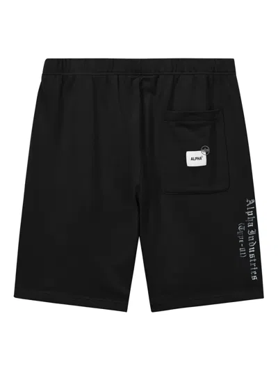 Alpha Industries Patch-logo Cotton Shorts In Black