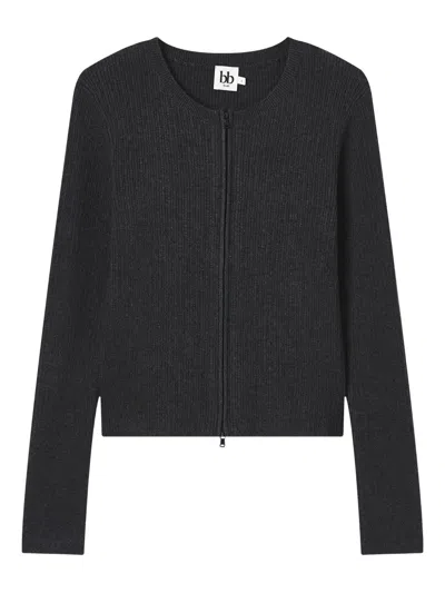 B+ab Ribbed Zip-front Cardigan In Gray