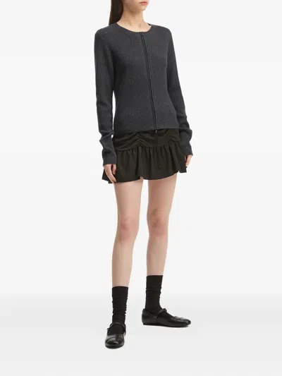 B+ab Ribbed Zip-front Cardigan In Gray