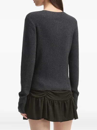 B+ab Ribbed Zip-front Cardigan In Gray