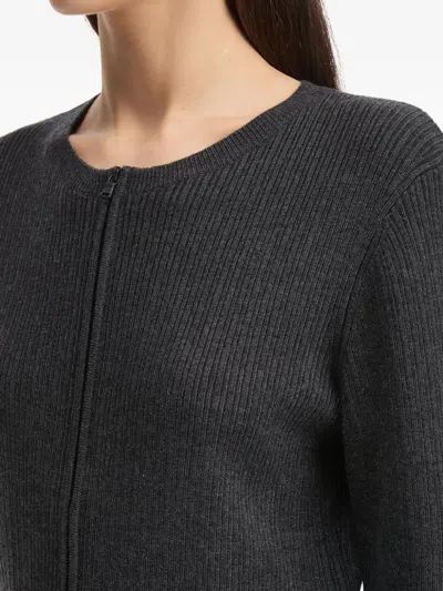 B+ab Ribbed Zip-front Cardigan In Gray