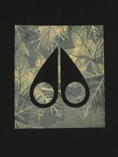 Moose Knuckles Leaf-print T-shirt In Black