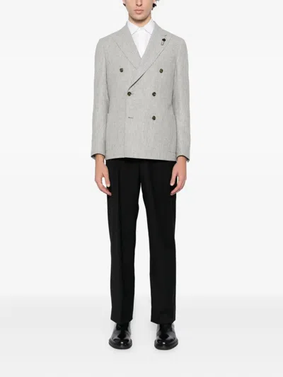 Lardini Double-breasted Blazer In Gray